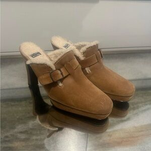 Stuart Weitzman Brown Shearling Lined Women's Mules